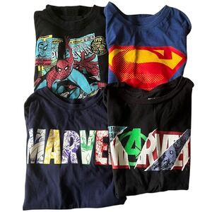 Kids Marvel DC Comics Spiderman Superman T-Shirt‎ Bundle Boys Size L/XL